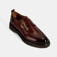 Erkek Kahve Ayarlanabilir Tokalı Deri Günlük Ayakkabı