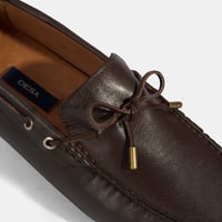 Erkek Kahve Bağcık Detaylı Slip-On Deri Loafer