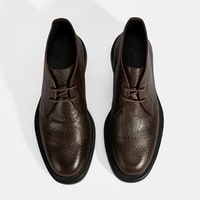 Erkek Kahve Bağcıklı Deri Bot