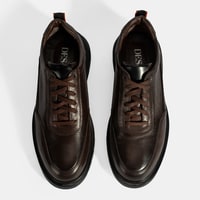 Erkek Kahve Bağcıklı Deri Günlük Ayakkabı