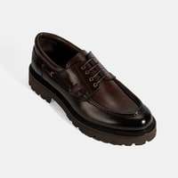 Erkek Kahve Bağcıklı Deri Günlük Ayakkabı