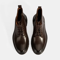 Erkek Kahve Bağcıklı Deri Postal Bot