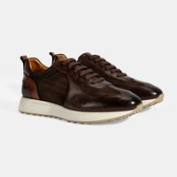 Erkek Kahve Bağcıklı Deri Spor Ayakkabı
