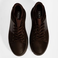 Erkek Kahve Bağcıklı Deri Spor Ayakkabı