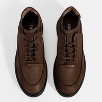 Erkek Kahve Bağcıklı Nubuk Deri Spor Ayakkabı
