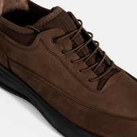 Erkek Kahve Bağcıklı Nubuk Deri Spor Ayakkabı