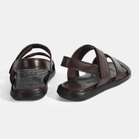 Erkek Kahve Cırt Detaylı Deri Sandalet