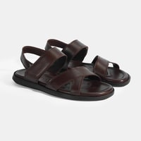 Erkek Kahve Cırt Detaylı Deri Sandalet