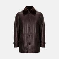 Erkek Kahve Gömlek Yakalı Deri Kaban