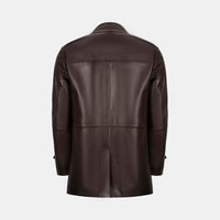 Erkek Kahve Gömlek Yakalı Deri Kaban