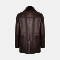 Erkek Kahve Gömlek Yakalı Deri Kaban