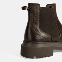 Erkek Kahve Lastik Detaylı Deri Bot