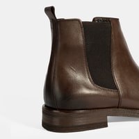 Erkek Kahve Lastik Detaylı Deri Bot