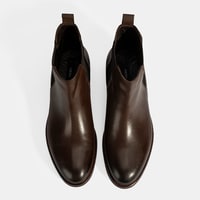 Erkek Kahve Lastik Detaylı Deri Bot