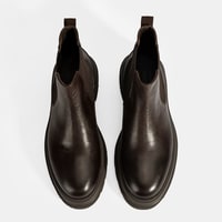 Erkek Kahve Lastik Detaylı Deri Bot