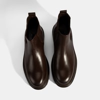 Erkek Kahve Lastikli Deri Bot