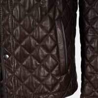 Erkek Koyu Kahve Kapitone Deri Ceket