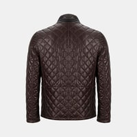 Erkek Koyu Kahve Kapitone Deri Ceket