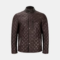 Erkek Koyu Kahve Kapitone Deri Ceket