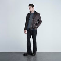 Erkek Koyu Kahve Kapitone Deri Ceket