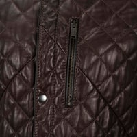 Erkek Koyu Kahve Kapitone Deri Ceket