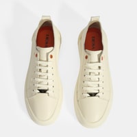 Erkek Krem Bağcıklı Deri Spor Ayakkabı