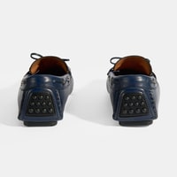 Erkek Lacivert Bağcık Detaylı Slip-On Deri Loafer