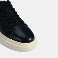 Erkek Lacivert Bağcıklı Deri Günlük Ayakkabı