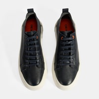 Erkek Lacivert Bağcıklı Deri Günlük Ayakkabı