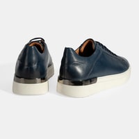 Erkek Lacivert Bağcıklı Deri Günlük Ayakkabı