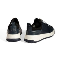 Erkek Lacivert Lastik Bağcıklı Deri Sneaker