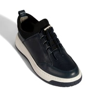 Erkek Lacivert Lastik Bağcıklı Deri Sneaker