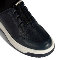 Erkek Lacivert Lastik Bağcıklı Deri Sneaker