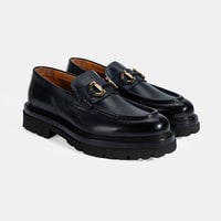 Erkek Lacivert Metal Toka Detaylı Deri Loafer