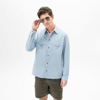 Erkek Mavi Süet Gömlek