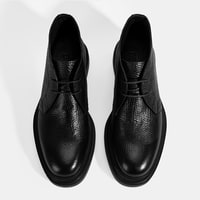 Erkek Siyah Bağcıklı Deri Bot