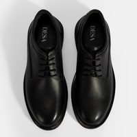 Erkek Siyah Bağcıklı Deri Günlük Ayakkabı
