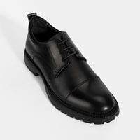 Erkek Siyah Bağcıklı Deri Günlük Ayakkabı