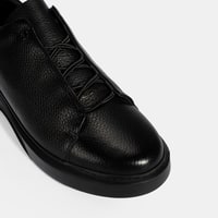 Erkek Siyah Bağcıklı Deri Günlük Ayakkabı
