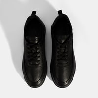 Erkek Siyah Bağcıklı Deri Günlük Ayakkabı