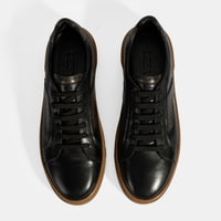 Erkek Siyah Bağcıklı Deri Günlük Ayakkabı