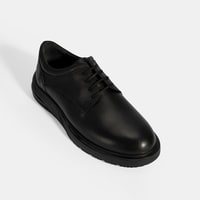 Erkek Siyah Bağcıklı Deri Günlük Ayakkabı