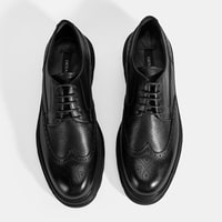 Erkek Siyah Bağcıklı Deri Günlük Ayakkabı