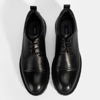Erkek Siyah Bağcıklı Deri Günlük Ayakkabı