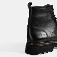 Erkek Siyah Bağcıklı Deri Postal Bot