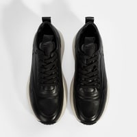 Erkek Siyah Bağcıklı Deri Spor Ayakkabı