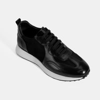 Erkek Siyah Bağcıklı Deri Spor Ayakkabı