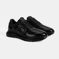 Erkek Siyah Bağcıklı Deri Spor Ayakkabı