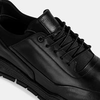 Erkek Siyah Bağcıklı Deri Spor Ayakkabı