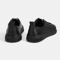 Erkek Siyah Bağcıklı Deri Spor Ayakkabı